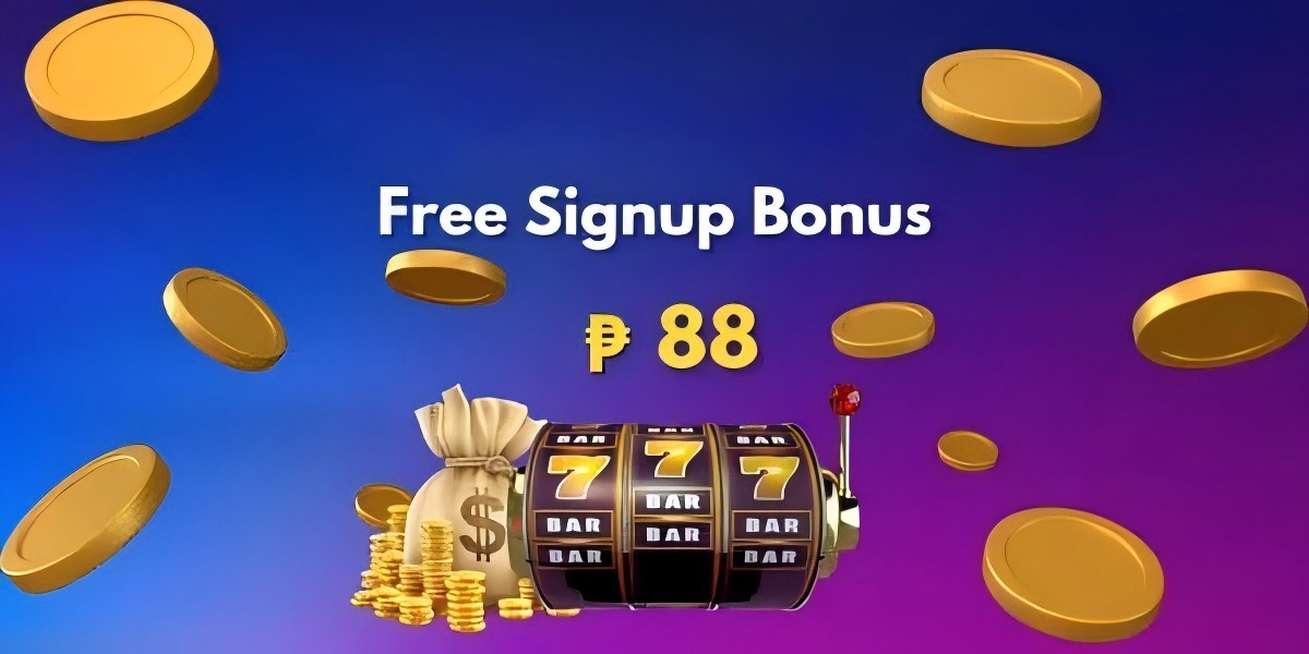 Casino welcome banner artwork with golden reels and bonus coins